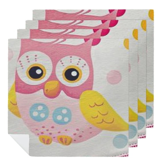 WYYP Owl Bird Polka Dots Polyester Cloth Napkins Reusable Machine Washable Fabric for Events Party Dinner Decoration Washable Napkins 2 PCS