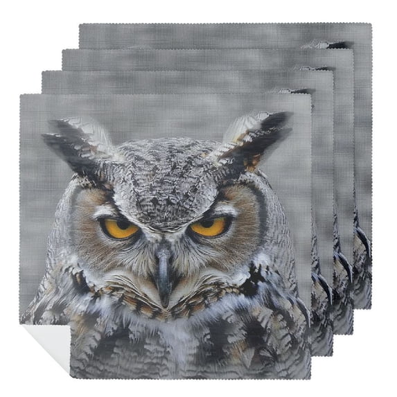 WYYP Owl Polyester Party Dinner Decoration Washable Napkins for Dining Table Kitchen 6 PCS