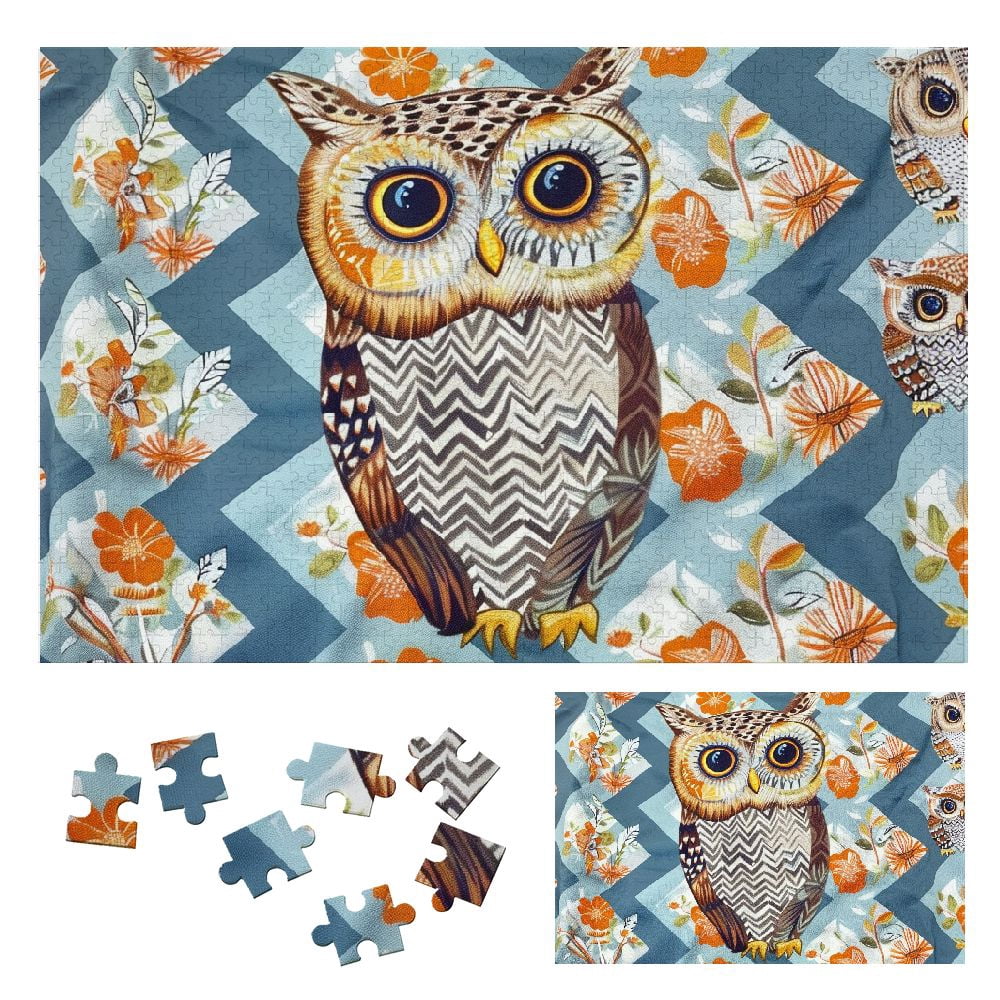WYYP Owl Stripes Chevron Pattern Wooden Jigsaw Puzzle Gift for Family ...