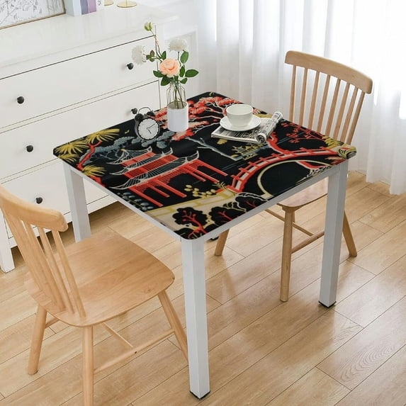 WYYP Pagoda Trees Bridge Square Table Cover 100% Polyester Fiber 36*36