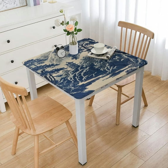 WYYP Pagoda Trees River Square Fitted Table Cloths 100% Polyester Fiber 36*36