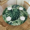 thumbnail image 1 of WYYP Palm Leaf Green Tropical Leaves Decorative Round Table Cover 100% Polyester Fiber Tablecloth White, 1 of 8