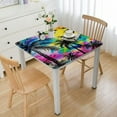 thumbnail image 1 of WYYP Palm Tree Birds Rainbow Tie Dye Square Tablecloth with Elastic Edge 100% Polyester Fiber 40*40, 1 of 8