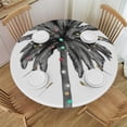 thumbnail image 1 of WYYP Palm Tree Round Table Cover Waterproof Resistant Fabric 100% Polyester Fiber Tablecloth White, 1 of 8