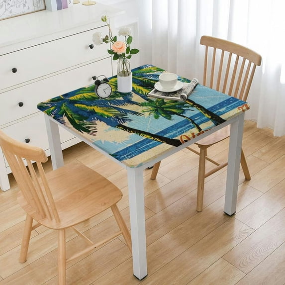 WYYP Palm Trees Beach Tropical Square Tablecloth for Picnic Dining Kitchen Farmhouse 100% Polyester Fiber 52*52