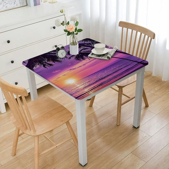 WYYP Palm Trees Sunset Ocean Square Table Cover 100% Polyester Fiber 36*36