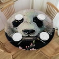 thumbnail image 1 of WYYP Panda Bear Flowers Kawaii Round Tablecloth 100% Polyester Fiber Outdoor Fitted White, 1 of 8