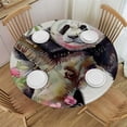 thumbnail image 1 of WYYP Panda Bear Pink Flowers Cute Round Tablecloth Full Width Single-Sided Printing 100% Polyester Fiber Waterproof White, 1 of 8