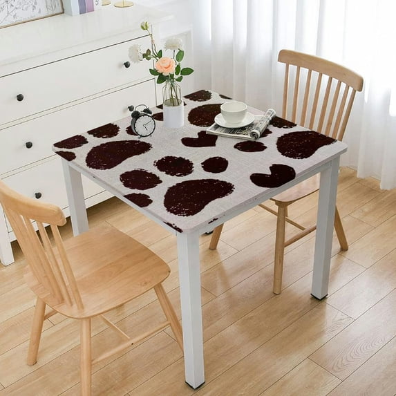 WYYP Paw Prints Heart Vintage Square Table Cover 100% Polyester Fiber 40*40