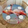 thumbnail image 1 of WYYP  Pink Flamingo on Beach Print Round Tablecloth 60 Inch Soft Resistant Table Cloth Waterproof Table Cover for Kitchen Dining Table Parties Camping White, 1 of 7