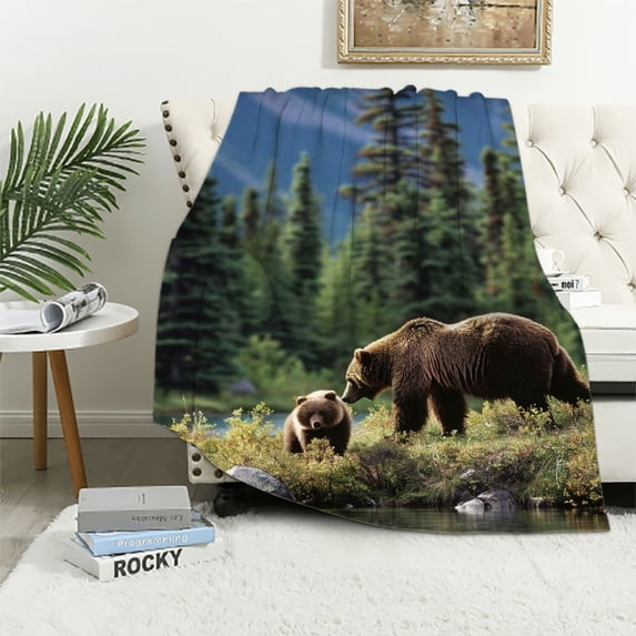 WYYP Plush Flannel Bed Blanket | Cozy Printed Design for Sofa, Camping, and More | Easy Care 50x60in