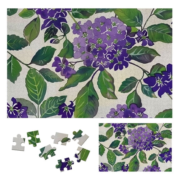 WYYP Purple Flower, Green Leaves Wooden Jigsaw Puzzle Challenging Difficult Wood Puzzles for Adults Gift for Family Friends 1000 PCS