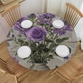 thumbnail image 1 of WYYP Purple Flowers Round Tablecloth Waterproof 100% Polyester Fiber White, 1 of 8