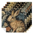thumbnail image 1 of WYYP Rabbit Floral Pattern Leaves Cloth Napkin Reusable Home Decor 2 PCS, 1 of 7