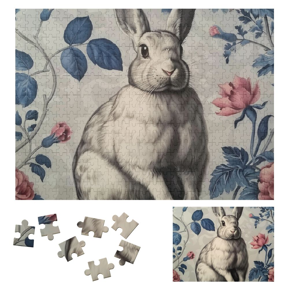 WYYP Rabbit Floral Wallpaper Wooden Jigsaw Puzzle for Adults and Kids ...