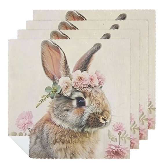 WYYP Rabbit Flower Beatrix Potter Cloth Napkin Reusable for Farmhouse Party Dining Table Decor 6 PCS