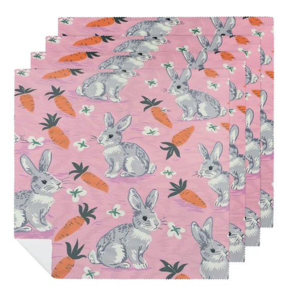 WYYP Rabbits Carrots Whimsical Cloth Napkin Reusable Home Decor 6 PCS