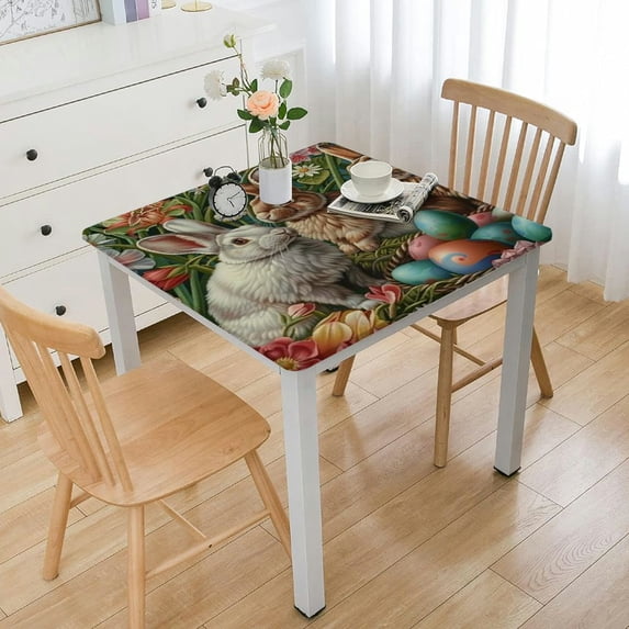WYYP Rabbits Flowers Beatrix Potter Square Tablecloth Washable for Home Kitchen Outdoor Decoration 100% Polyester Fiber 40*40