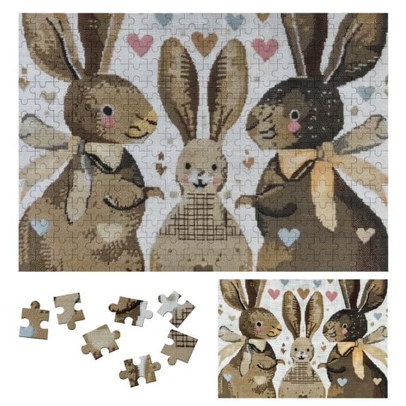 WYYP Rabbits Hearts Bows Impossible Wooden Puzzles Challenging Difficult Wood Puzzles for Adults 300 PCS