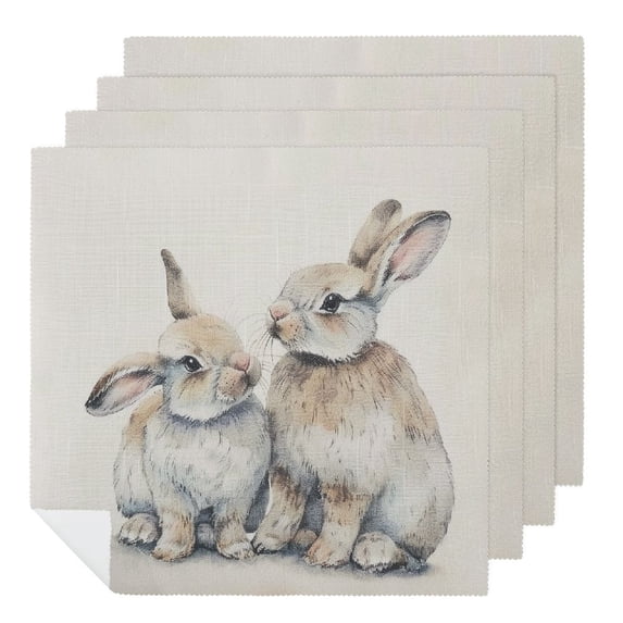 WYYP Rabbits Home Decor Cloth Napkin Reusable Polyester 2 PCS