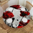 thumbnail image 1 of WYYP Red Flowers, Abstract Brush Strokes Round Tablecloth 100% Polyester Table Cover White, 1 of 8