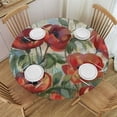 thumbnail image 1 of WYYP Red Flowers Round Tablecloth - Full Width Single-Sided Printing - 100% Polyester Fiber - Table Decoration for Home White, 1 of 8