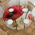 thumbnail image 1 of WYYP Red Flowers Round Tablecloth Washable for Home Kitchen Outdoor Decoration 100% Polyester Waterproof Resistant Fabric White, 1 of 8