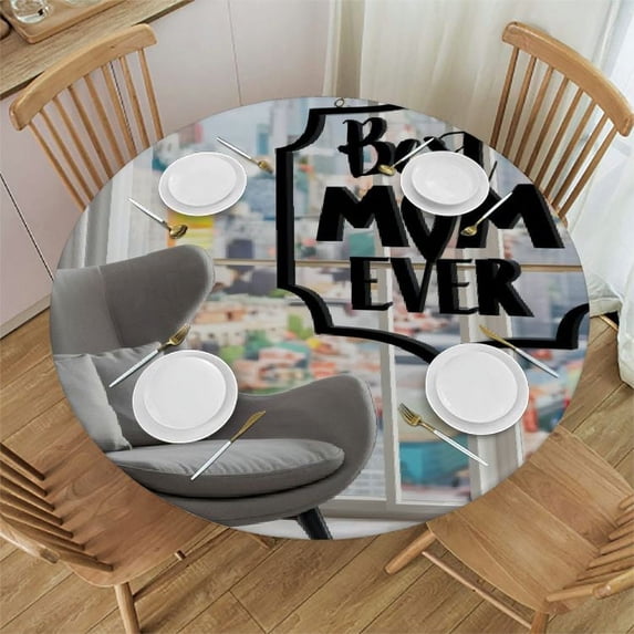 WYYP Remodernism Round Tablecloth Full Width Single-Sided Printing 100% Polyester Fiber Mother's Day for Picnic Dining Kitchen Farmhouse White