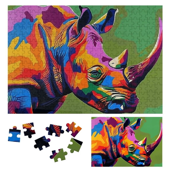 WYYP Rhino Challenging Difficult Wooden Jigsaw Puzzle for Adults | Wood Puzzles Gift 300 PCS