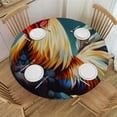 thumbnail image 1 of WYYP Rooster Flowers Daisies Round Table Cover 100% Polyester Table Cloth White, 1 of 8