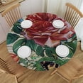 thumbnail image 1 of WYYP Roses Butterfly Postcard Round Table Cover 100% Polyester Fiber Waterproof White, 1 of 8
