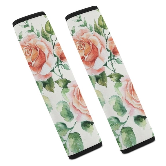 WYYP Roses Leaves Watercolor Car Seat Belt Pad Cover Funny Ideal for Car Interior Accessories 2Pcs