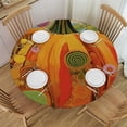 thumbnail image 1 of ONETECH Round Fitted Tablecloth Cute Colorful Pumpkin Cloth with Elastic Edged Waterproof Wipeable Round Table Cover for Patio Parties Outdoor Decor White, 1 of 7