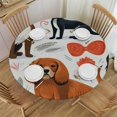 thumbnail image 1 of WYYP  Round Fitted Tablecloth Cute Dogs Puppy Pattern Table Cloth with Elastic Edged Waterproof Wipeable Round Table Cover for Patio Parties Outdoor Decor White, 1 of 7