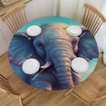 thumbnail image 1 of WYYP  Round Fitted Tablecloth Cute Elephant Butterfly Spring Flower Table Cloth with Elastic Edged Waterproof Wipeable Round Table Cover for Patio Parties Outdoor Decor White, 1 of 7