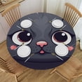 thumbnail image 1 of WYYP  Round Fitted Tablecloth Cute Love Cat Kitten Print Table Cloth with Elastic Edged Waterproof Wipeable Round Table Cover for Patio Parties Outdoor Decor White, 1 of 7