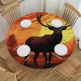 thumbnail image 1 of WYYP Round Fitted Tablecloth with Elastic Edged, Forest Elk Round Table Cover, Abstract Elk Waterproof Table Cover for Kitchen Dining Holiday Parties Decoration,Fit for Round Tables White, 1 of 7