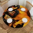 thumbnail image 1 of WYYP  Round Fitted Tablecloth Plaid Sunflower Butterfly Floral Flower Animal Table Cloth with Elastic Edged Waterproof Wipeable Round Table Cover for Patio Parties Outdoor Decor White, 1 of 7