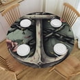 thumbnail image 1 of WYYP  Round Fitted Tablecloth Retro Nautical Anchor Floral Table Cloth with Elastic Edged Waterproof Wipeable Round Table Cover for Patio Parties Outdoor Decor White, 1 of 7