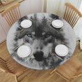 thumbnail image 1 of WYYP Round Table Cloth 100% Polyester Fiber Tablecloth - The Hungry Appearance of the Wolf Searching for Food, The Fierce Hunter White, 1 of 8
