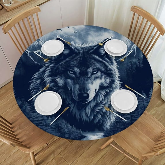 WYYP Round Table Cover 100% Polyester Fiber Outdoor Picnic Camping and Indoor Kitchen Dining Party White