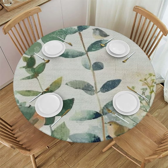 WYYP Round Tablecloth 100% Polyester Fiber Great for Home Kitchen/Parties/Holiday Dinner White