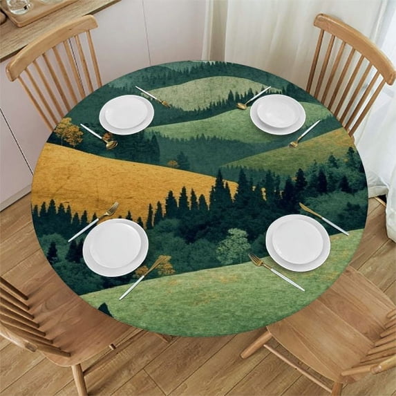 WYYP Round Tablecloth - The Abstract Scenery is Thought-Provoking, and the Extremely Beautiful Nature - Great for Home Kitchen/Parties/Holiday Dinner - 100% Polyester Fiber White