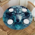 thumbnail image 1 of WYYP Round Tablecloth - The Hungry Appearance of the Wolf Searching for Food, The Fierce Hunter - Full Width Single-Sided Printing - 100% Polyester Fiber - Waterproof White, 1 of 8