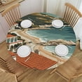 thumbnail image 1 of WYYP Round Tablecloth for Picnic Dining Kitchen Farmhouse 100% Polyester Fiber with Elastic Edge White, 1 of 8