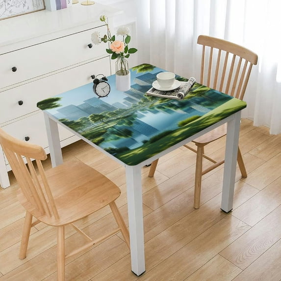 WYYP Serene Park Square Tablecloth Full Width Single-Sided Printing 100% Polyester Fiber 46*46