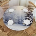 thumbnail image 1 of WYYP Snow Flakes Trees Winter Round Tablecloth 100% Polyester Fiber Outdoor Fitted White, 1 of 8
