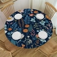 thumbnail image 1 of WYYP Spring Summer Floral Tablecloth Round Farmhouse Navy Blue Background Wildflower Round Tablecloth Polyester Washable Table Cover Table Cloth for Kitchen Dining Room Picnic Patio Party White, 1 of 7