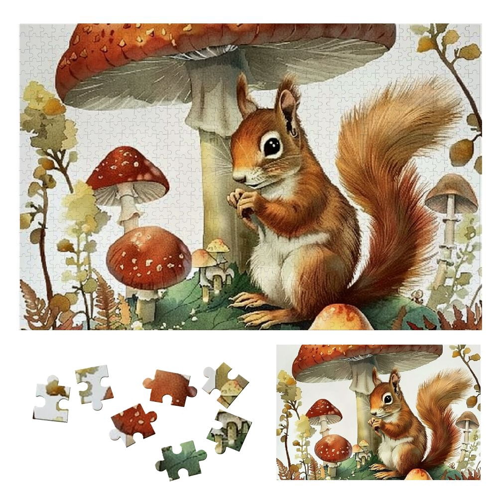 WYYP Squirrel Mushrooms Pop Surrealism Wooden Puzzle for Adults and ...