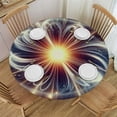 thumbnail image 1 of WYYP Starburst Round Tablecloth Waterproof Resistant Fabric 100% Polyester Fiber with Elastic Edge White, 1 of 8
